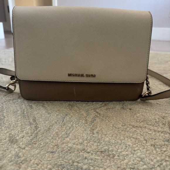 Michael Kors Handbags - Michael Kors Beige and Brown Shoulder Bag